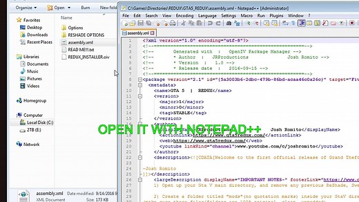 [GTA V REDUX] How to Fix "Unable to read assembly.xml" Error