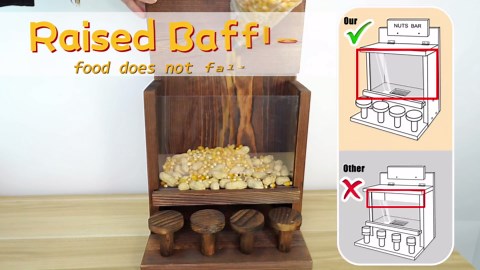 Carbonized Squirrel Feeder, Large Squirrel Feeders for Outside Funny Squrrill Nuts Bar, Durable Wooden Chipmunk House Box for Corn Peanuts