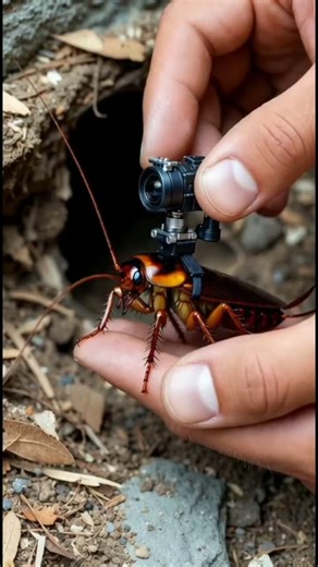 Tiny Camera on Cockroach Reveals Secret Underground World 😱 #cockroach#animalpov#aianimals #animals
