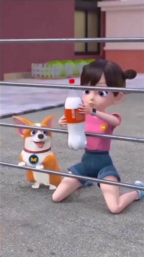 gril and dog cartoon short
