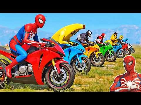 HOMEM ARANHA e AMIGOS SALTO COM MOTO! MOTOS DO SPIDERMAN!