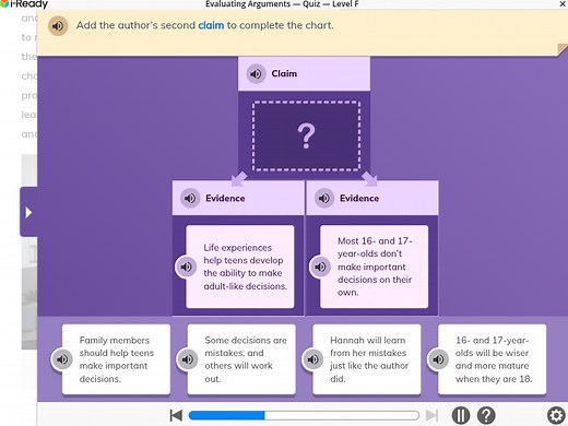 i-ReadyEvaluating Arguments - Quiz — Level FAdd the author's... | Filo