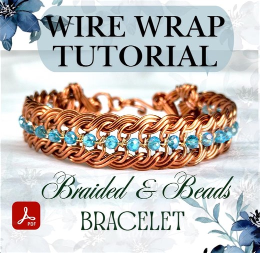 Wire Wrap Bracelet Tutorial: Braided and Beads Pattern, DIY Jewelry Course (PDF Download) - Etsy