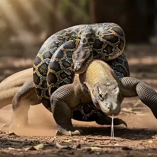 Python vs Monitor Lizard — Brutal Wrestling