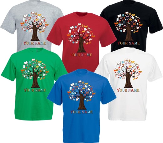 Personalised Book Tree T-shirt | Custom Reading Shirt for Book Lovers, Teachers & Librarians, Bookish Tee Gift for Readers - Etsy
