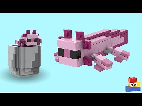 LEGO Minecraft: Axolotl Tutorials! (5 colours, midi-scale, plus a bucket)