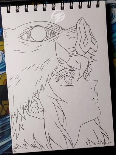 Yuzumitsu Arts (@yuzumitsu.arts) - Drawing Inosuke Hashibira from Demon Slayer Tutorial