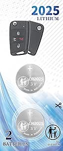 CR2025 Key Fob Battery Replacement for Volkswagen VW (2015-2021) Atlas GTI Golf AllTrack R SportWagen e-Golf Jetta Flip Key Remote