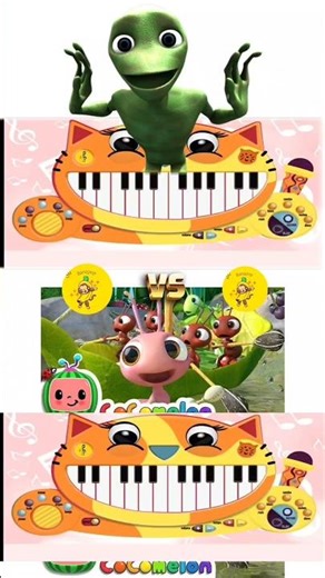 Dame Tu COSITA GREEN Alien DANCE V's Row Row Your Boat - But On Cat 😺 Piano #shorts