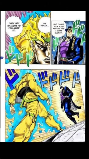 Dio brando on Instagram: "Full panel of probably the most iconic moment in Jojos Bizarre Adventure manga . . . . . JoJo's Bizarre Adventure is a Japanese manga series created by Hirohiko Araki that began in 1987. It's known for its distinctive art style, creative battles, and over-the-top dramatic flair. . . . #jojosbizarreadventure #jojomanga #jojos #fypシ #reels"