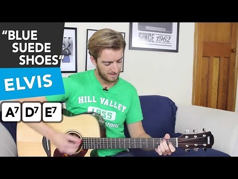 Blue Suede Shoes - EASY Guitar Lesson Tutorial (Carl Perkins) 3 chord guitar songs