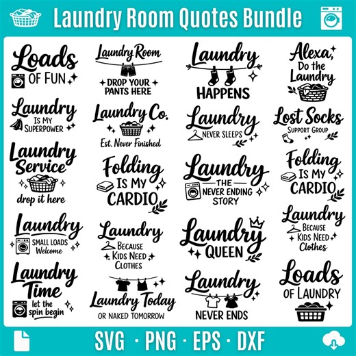 Laundry Room Quotes Bundle Funny Sayings Farmhouse Signs Wall Art Printable Laundry Decor Digital Download - Etsy