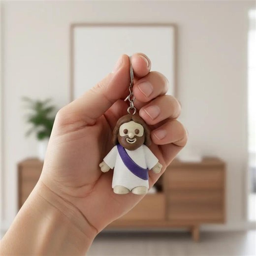 Little Jesus Keychain 1-3/4" Tall Multicolor PLA Perfect for Keys Purse Bible or Backpack Versatile Accessory for Everyday Use