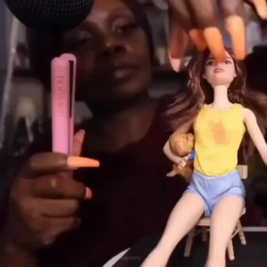 Doll Hair Styling Tutorial with Pink Straightener