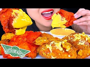 Wingstop NEW Thighstop with Cheese Sauce and Ranch Fried Chicken Thighs ASMR Phan