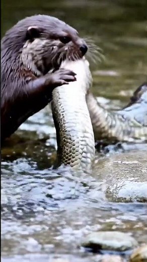 🤯 SHOCKING STANDOFF: UNBELIEVABLE Otter Bites GIANT Anaconda! #otter #anaconda #vfx #ultimate