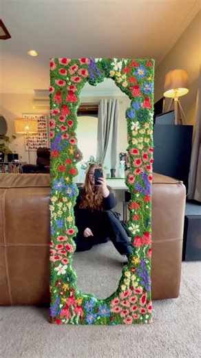 DIY Punch Needle Tufted Mirror for Bedroom Decor