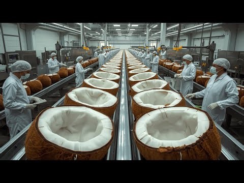 Production process ASMR: From fresh coconuts to delicious coconut milk