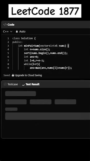 LeetCode 1877. Minimize Maximum Pair Sum in Array | POTD 24/01/26 #leetcode #coding #cpp