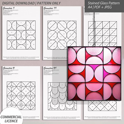 Geometric Stained Glass Patterns – 6 Unique Designs – Digital Download - Etsy