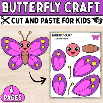 Butterfly Craft Template-Spring Bulletin Board Craft-Insect Cut & Paste Activity