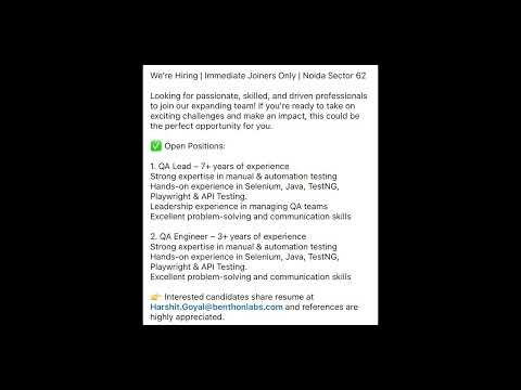 Remote | Hybrid | Manual Testing | API | SQL | Automation jobs | Fresher | Experience