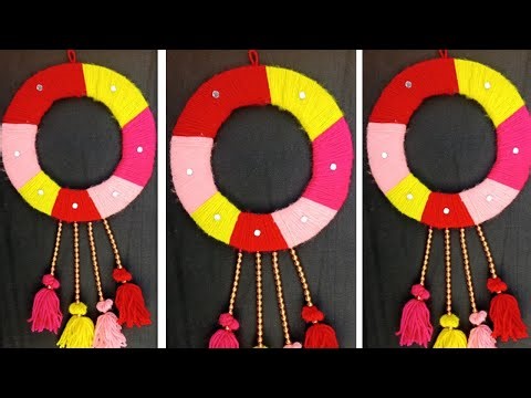 Beautiful wool craft woolen/ Easy Wall Hanging/ Home Decor Idea #threadwork #wallhanging #homedecor