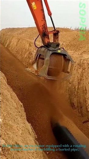 Excavator Screen Bucket: Efficiently Backfilling Pipes with Filtered Sand!