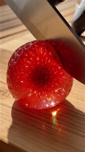 Satisfying Glass Strawberry Cut 🍓🔪 | Macro ASMR #shortsCutting a Glass Strawberry! So Satisfying 🤯