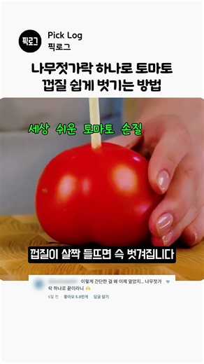 나무젓가락 하나로 토마토 껍질 쉽게 벗기는 방법 #lifehacks