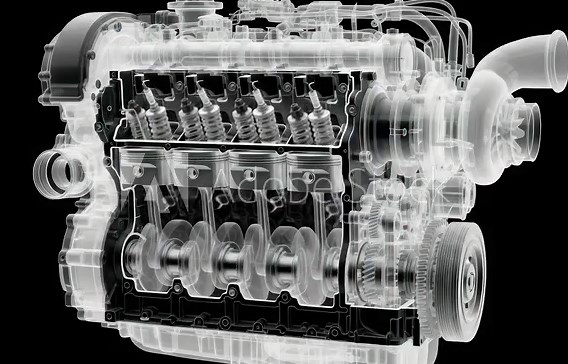 Engine design animation showcasing internal mechanisms and functionality in a clear visual sequence