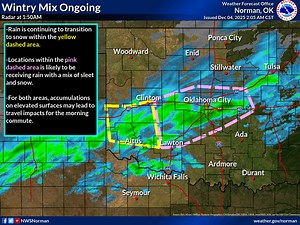 18K views · 127 reactions | 210 AM - A wintry mix is ongoing across the area this morning. For locations on southwestern Oklahoma, rain is transitioning to snow. Locations further to the east across central Oklahoma, rain is mixing in with sleet and snow. | US National Weather Service Norman Oklahoma | Facebook