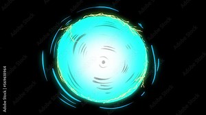 Animation of the appearance of a blue magical portal with electricity. A shining cartoon gate. The concept of transition to a fantastic world. stock video in 4K with alpha channel.