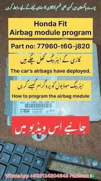 Honda fit Part no:77960-t6G-j820 how to program airbag module #airbag #programming #foryou #mechanic
