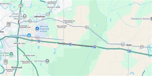 Traffic backup on I-20 East in Richland Parish