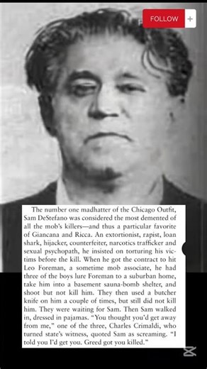 Samuel "Mad Sam" DeStefano 1909 − 1973 American mobster enforcer of Chicago Outfit #organizedcrime