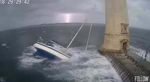 Storm Surge Smashes Sailboat Into Lighthouse ⚡🚤 | Caught on CCTV Timestamp 18:29:37 — A violent storm surge drives a sailboat straight into a lighthouse base. Lightning flashes, waves crash, and the CCTV camera shakes with the impact. Washed gray tones heighten the drama in this realistic maritime disaster capture. 🌊⚠️ #StormCrash #SailboatAccident #CCTVFootage #CaughtOnCamera #MaritimeDisaster #OceanStorm #ViralVideo #DocksideChaos #RealFootage #ExtremeWeather #BoatFails #FOLLOW | Vessel Chao