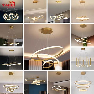 [Hot Item] Custom Round Lamp Shape Curve Linear Light Circular Oval Ceiling LED Ring Pendant Light Circle LED Modern Ring Chandelier