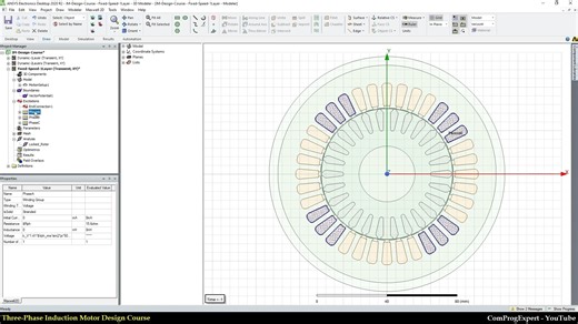 30.FEA simulation of the locked-rotor test (Voltage-Fed) (3-ph Induction Motor D