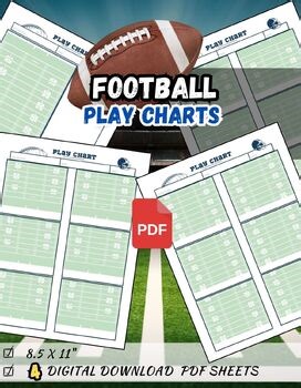 Football Play CHART sheets for Coach or player 8.5x11 | 3 in total | Digital Dow