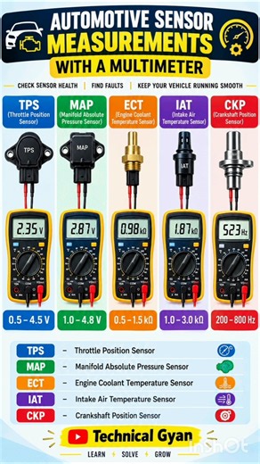 How to Test Automotive Sensors with a Multimeter | TPS, MAP, ECT, IAT & CKP Sensor Testing⚙️😱