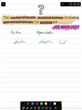 JEE Main PYQ | The number of acyclic structural isomers (including geometrical isomers) for pentene