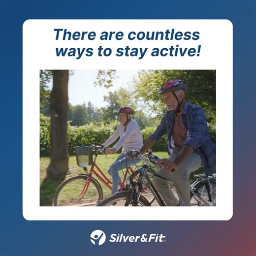 Looking for a new way to stay active? Try mixing things up! Call a friend for a hike or bike ride, or challenge yourself with a new workout like spinning, kickboxing, or a dance class. ⬇️ Whether you prefer company or alone time, there are endless ways to keep moving. | Silver&Fit