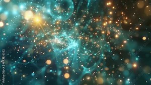An animation featuring high-quality glowing particle effects. It visualizes particles floating and interacting in space, forming patterns and shapes, and creating a mesmerizing and ethereal scene. Stock Video