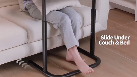 SAIJI XXL Extra Large TV Tray Table，Height & Tilt Adjustable Heavy Duty TV Trays for Eating, Working, Writing,Drawing, Recliner Table Couch Desk with LED Light, Cup Holder, Bookstand