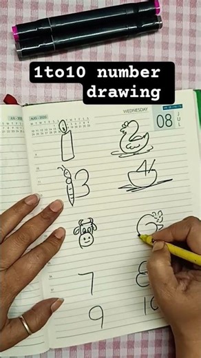 Number art 1 to 9 number drawing/How to draw Pictures from numbers #Shorts