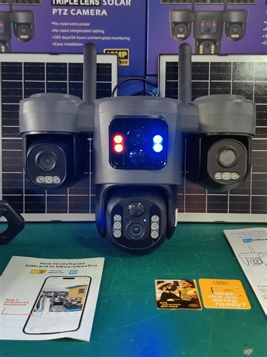 24hrs video recording Ubox pro real 3lens 4G-EU standards Double panels New model #AOV #3lens #uboxpro #solarcamera #4G