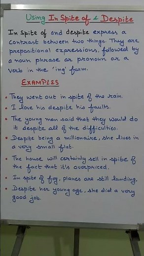 In spite of & Despite | How to use In spite of & Despite in grammar | In spite of & Despite Examples