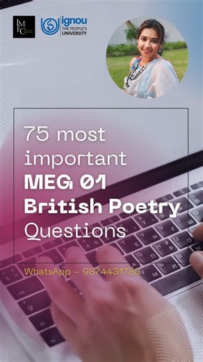 IGNOU MEG-01 British Poetry | 75 Most Important Questions for TEE December 2025 🔥
