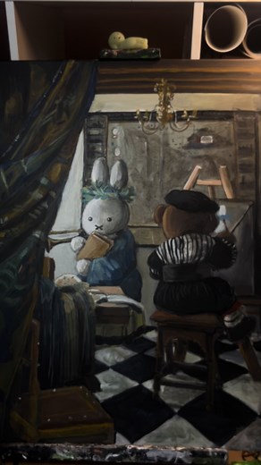 Miffy x Vermeer: Acrylic Painting in Vermeer Style